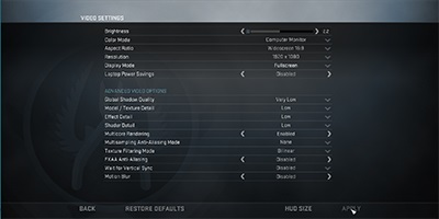 Counter-Strike: Global Offensive Graphics Options 8600 GT