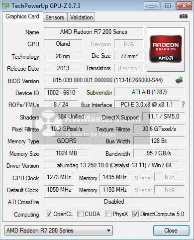 HIS R7 250 GPU-z