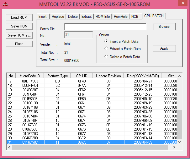Редактирования BIOS материнской платы для работы с Xeon LGA 771 в 775 MMTool 1