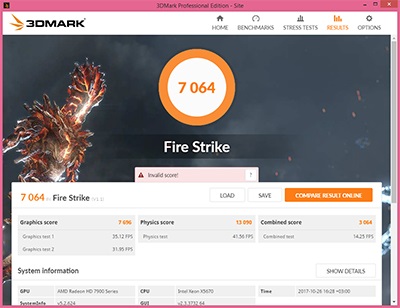 Тест 3DMark Fire Strike на HD 7950 с Crimson 16.9.2